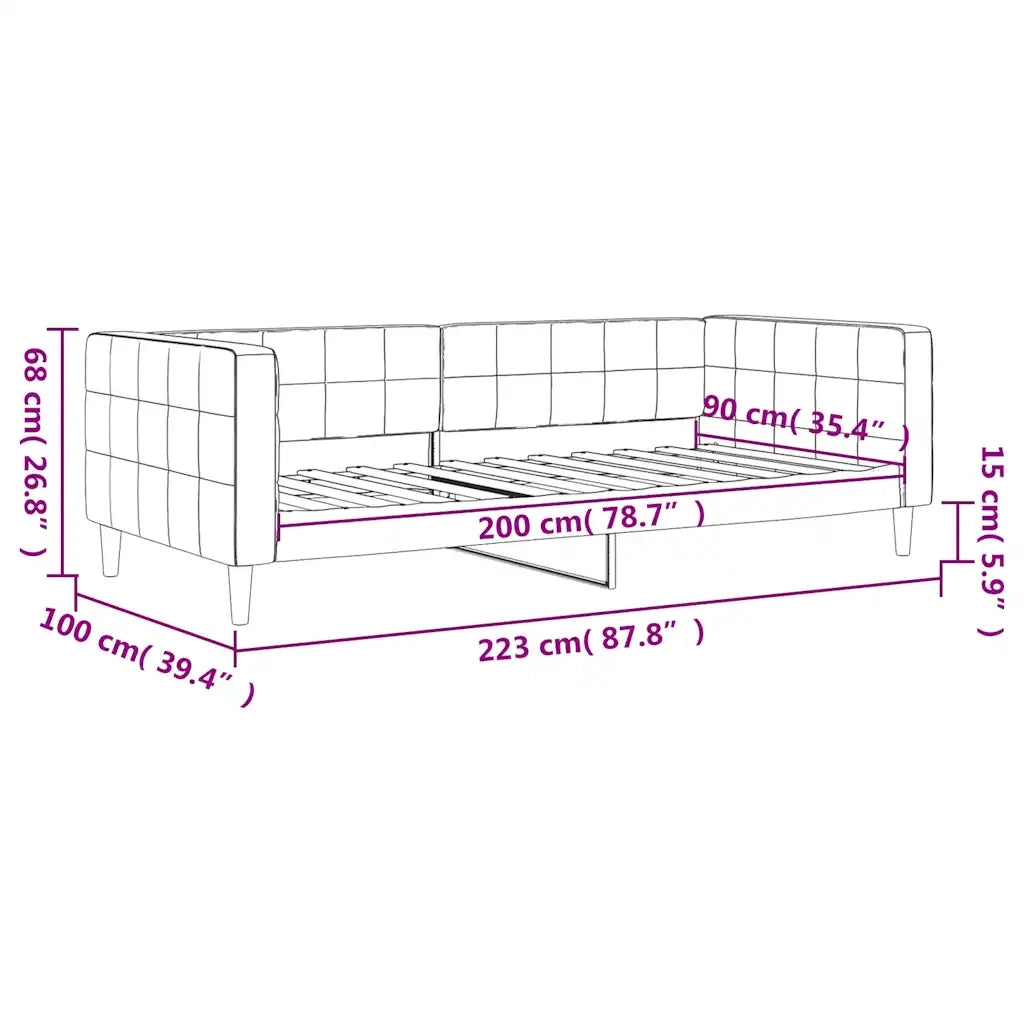 Letto da Giorno Grigio Scuro 90x200 cm in Velluto 354009