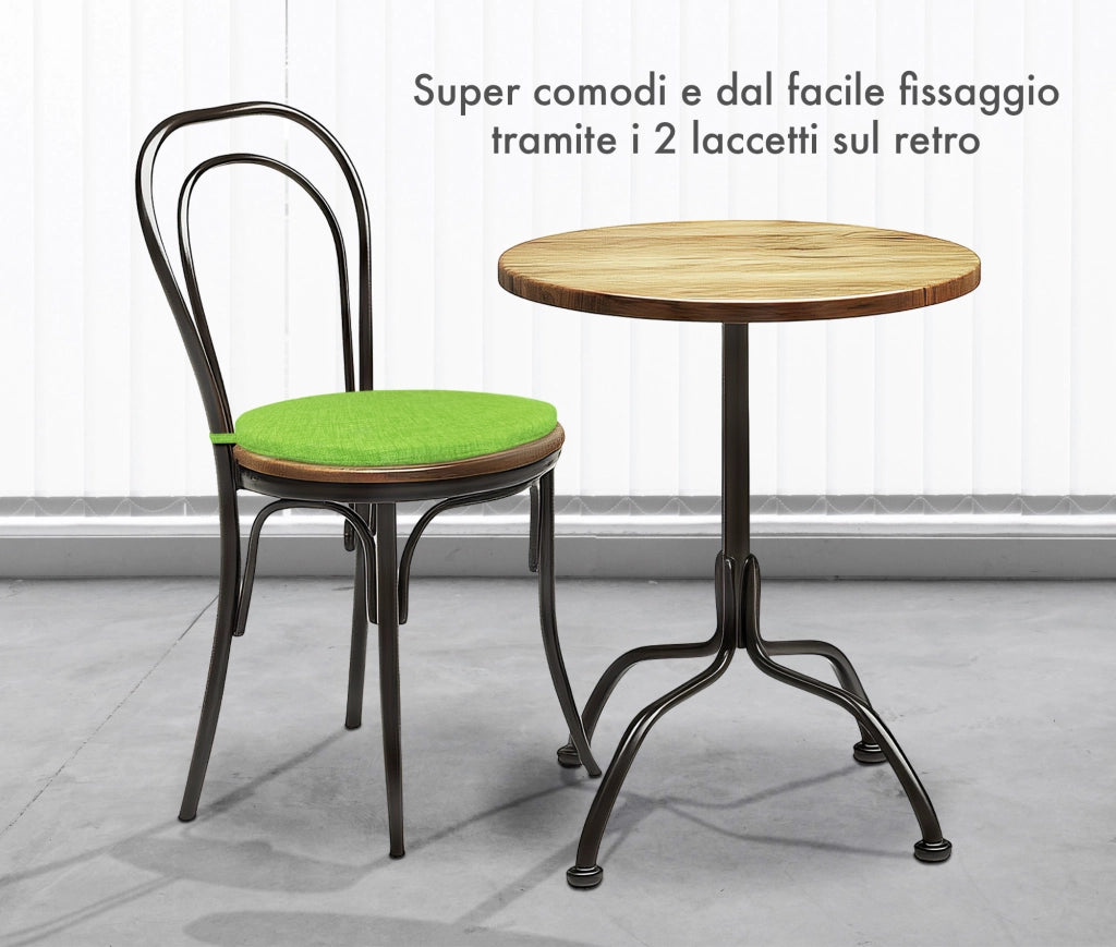 Cuscini Rotondi Per Sedie Cucina Imbottiti Sfoderabili Con Cerniera Cuscino Rotondo Ø 40 Cm Sedia Tavolo Lavabile In Lavatrice Con Lacci Per Fissaggio Prodotto Italiano Comodi 4 Pezzi - Verde