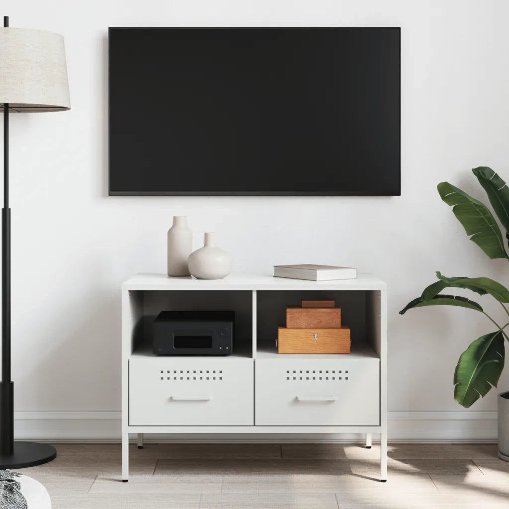 Mobile TV Bianco 68x39x50,5 cm in Acciaio 843052