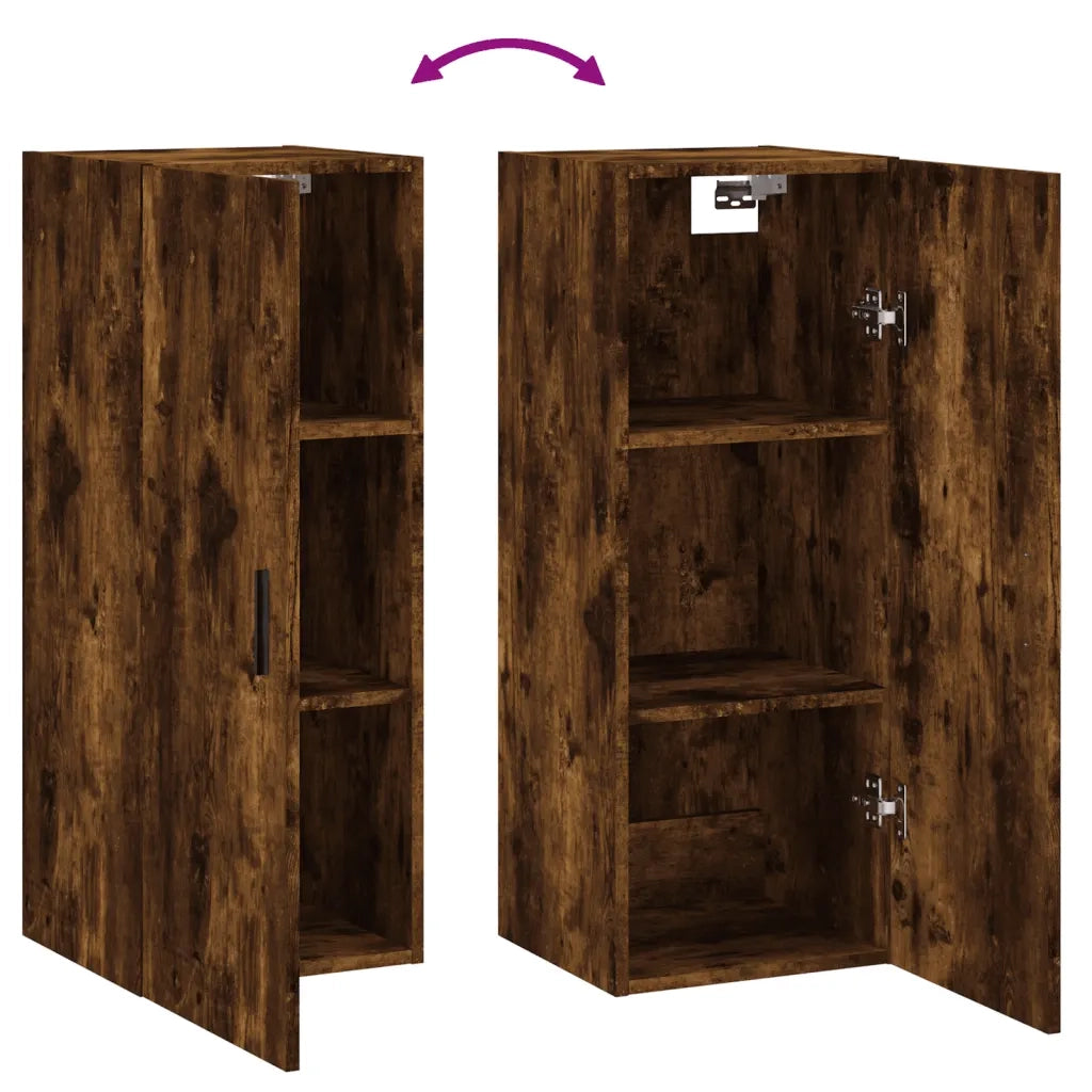 Armadietto a Muro | Mobile a Parete Rovere Fumo 34,5x34x90 cm