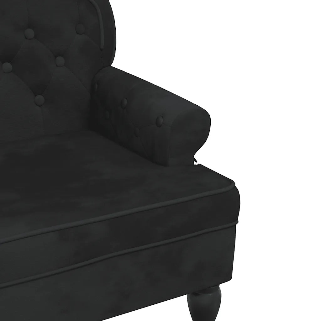 Panca con schienale nera 119,5x64,5x75 cm in velluto 372161