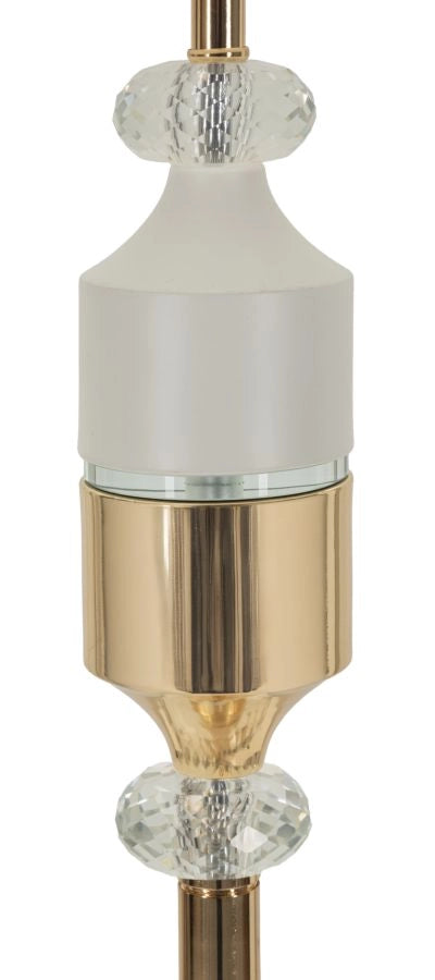 Lampada da Terra Gipsy Ø40x160 cm in Ferro e Tessuto Oro e Bianco