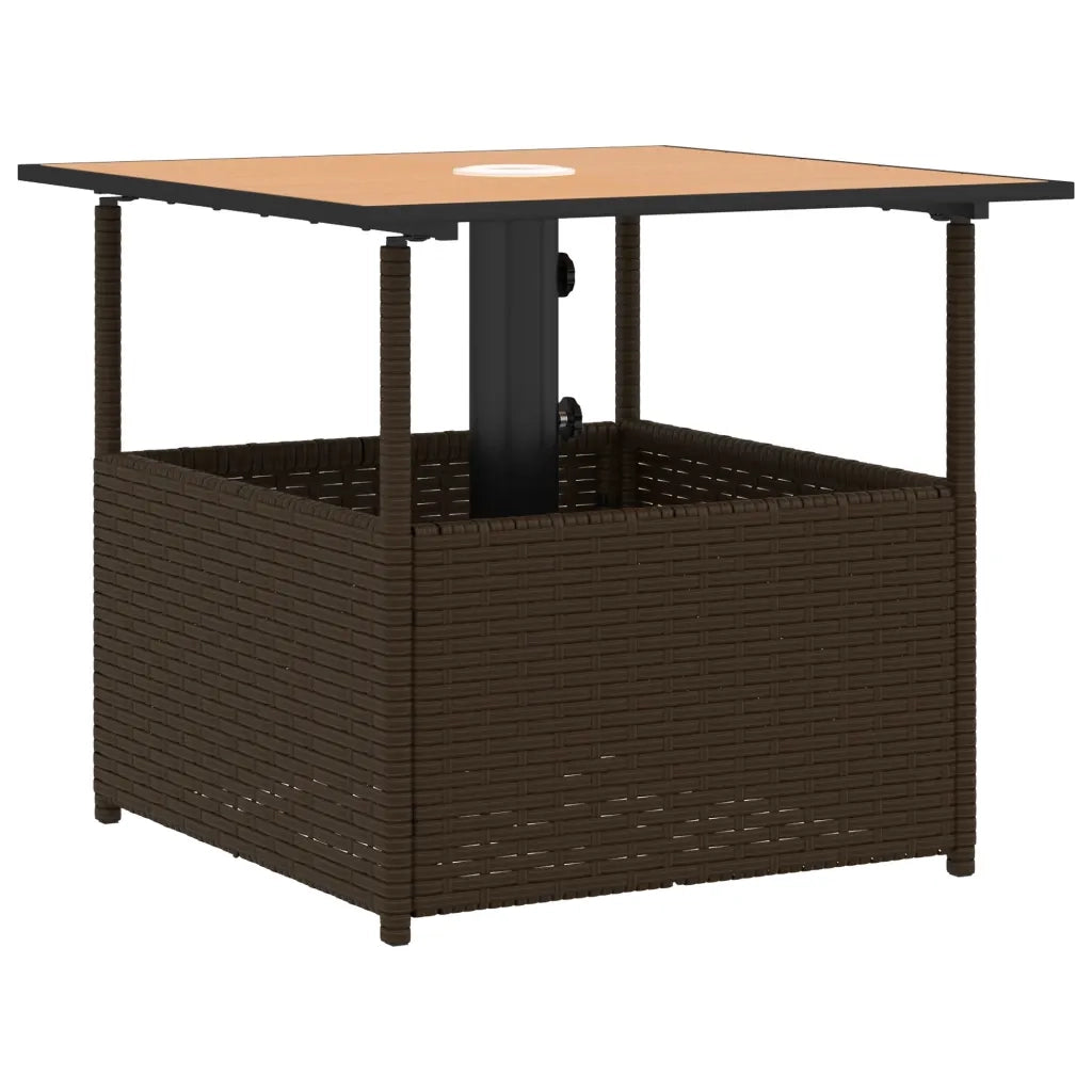 Tavolo Giardino Foro Ombrellone Marrone 55x55x46,5cm Polyrattan 364118