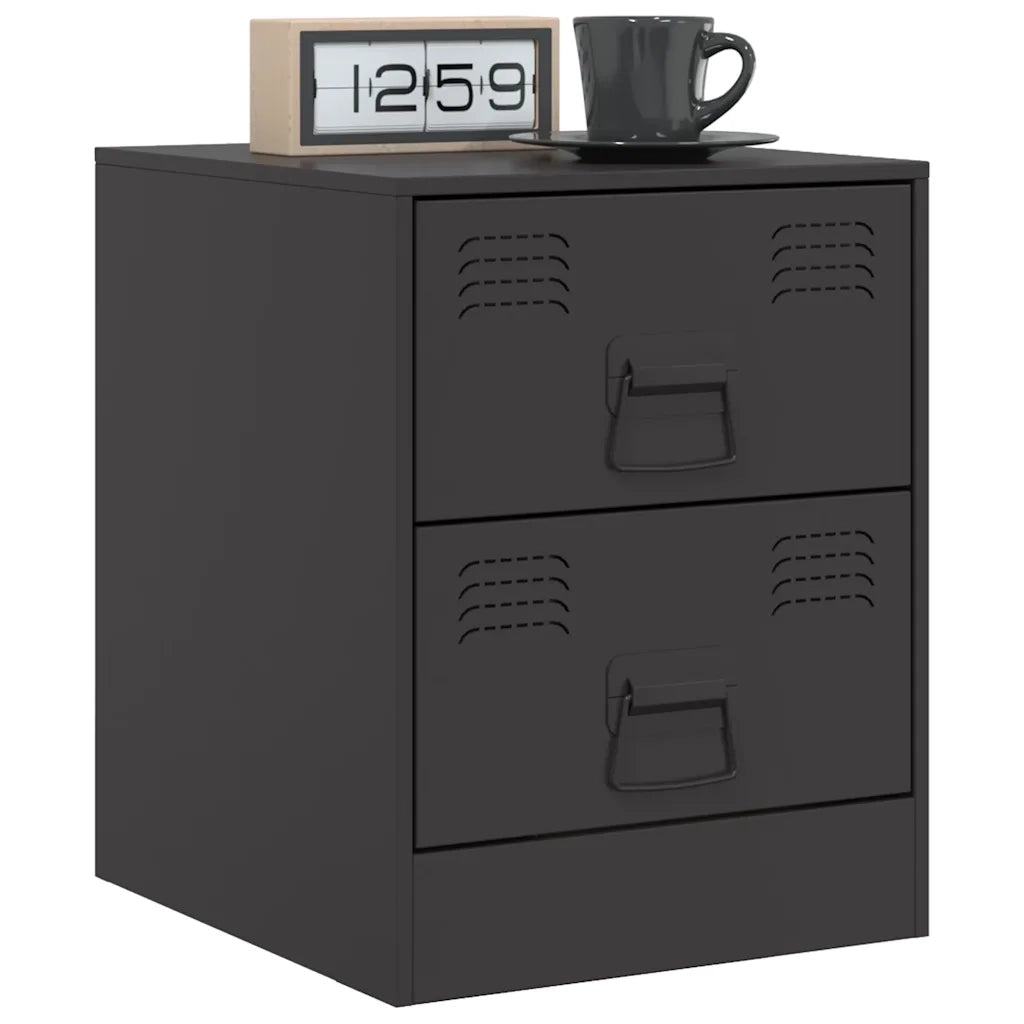 Comodino Nero 34,5x39x44 cm in Acciaio 841619