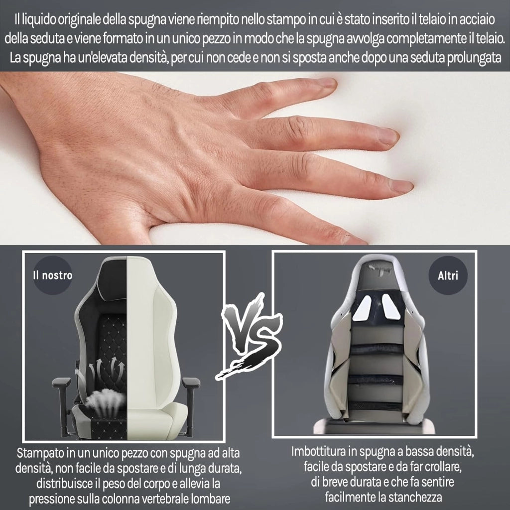 Sedia Gaming, Sedia da Corsa con Spugna Integrata a Lunga Durata e Supporto Lombare Adattivo Incorporato, Velluto, Nero + Grigio, GS05szg