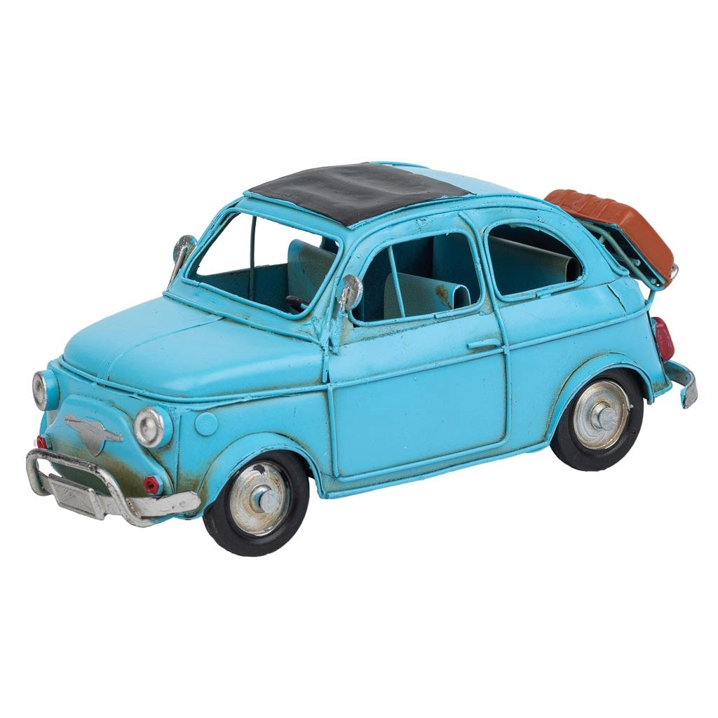 Carro traino con moto in metallo blu 34x10x10,5h