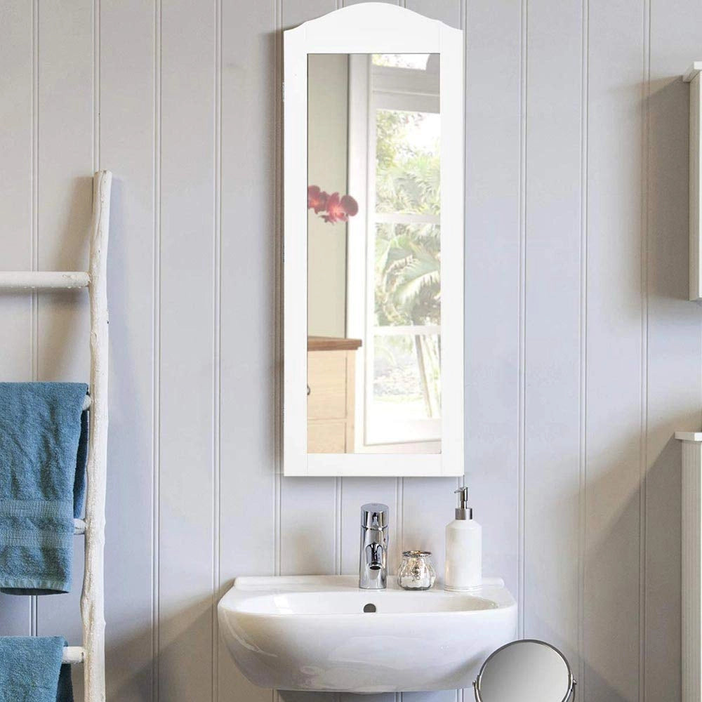 Specchiera Portagioie Parete Armadietto con Specchio Muro Porta Gioielli 96x35cm