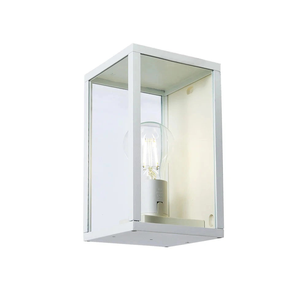 Applique lanterna Bianca da Parete IP44 E27, Lampada Esterna in Alluminio, Illuminazione per Ingresso, Vialetti, Patii