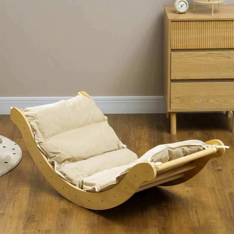 Set da arrampicata 4 in 1 per bambini, arco con cuscino e rampa, legno naturale