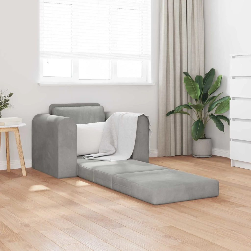 Divano letto | Sof¨¤ letto | Letto singolo Grigio chiaro 98 x 71 x 83 cm Velluto