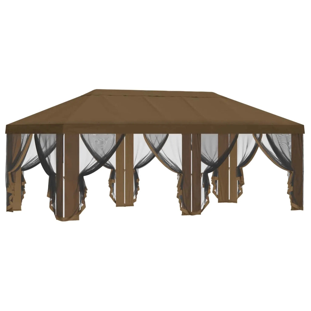 Copertura Gazebo con Pareti Laterali 6 x 3 m Tortora Poliestere 900415