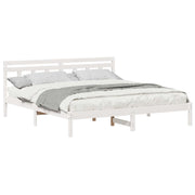 Letto matrimoniale | Letto per adulti | Struttura del letto con testiera Bianco Legno di pino massello