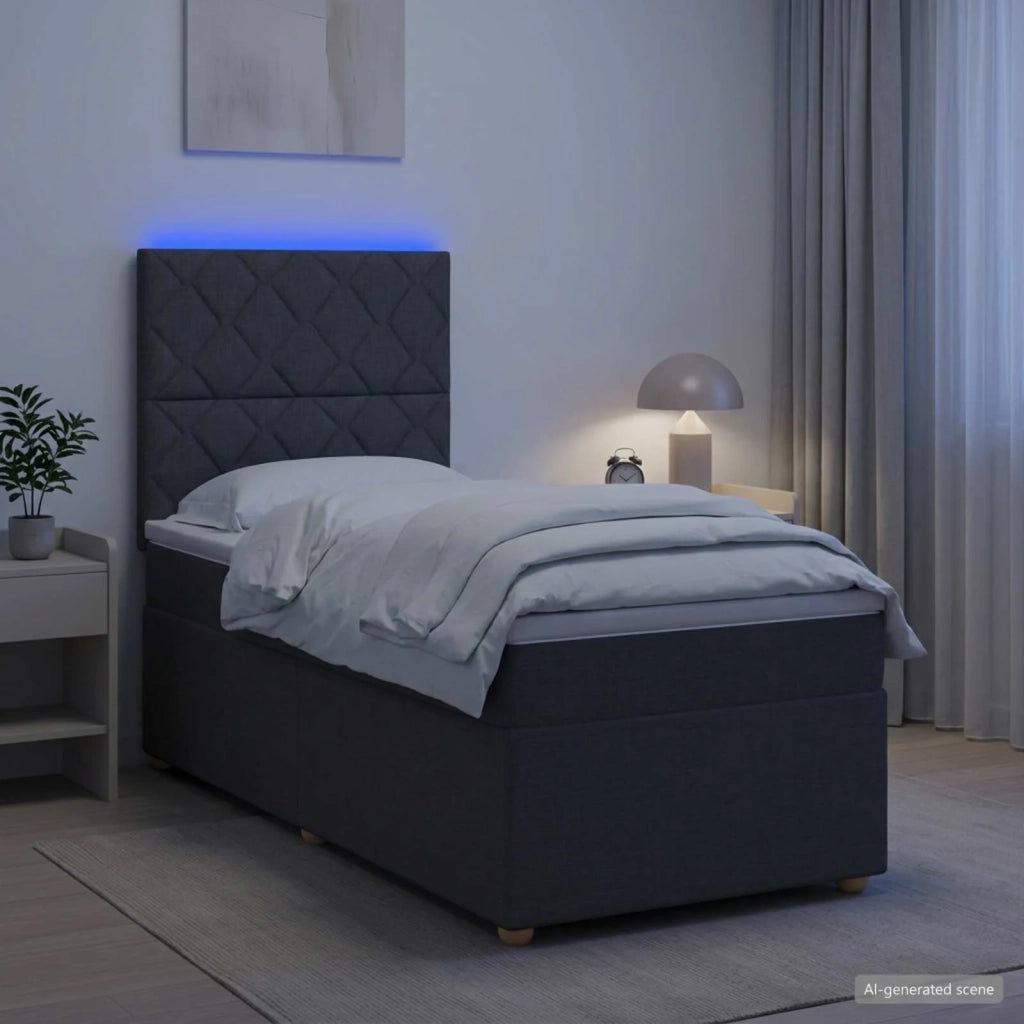 Letto box spring con materasso Grigio Scuro 90 x 190 cm Tessuto 3455246