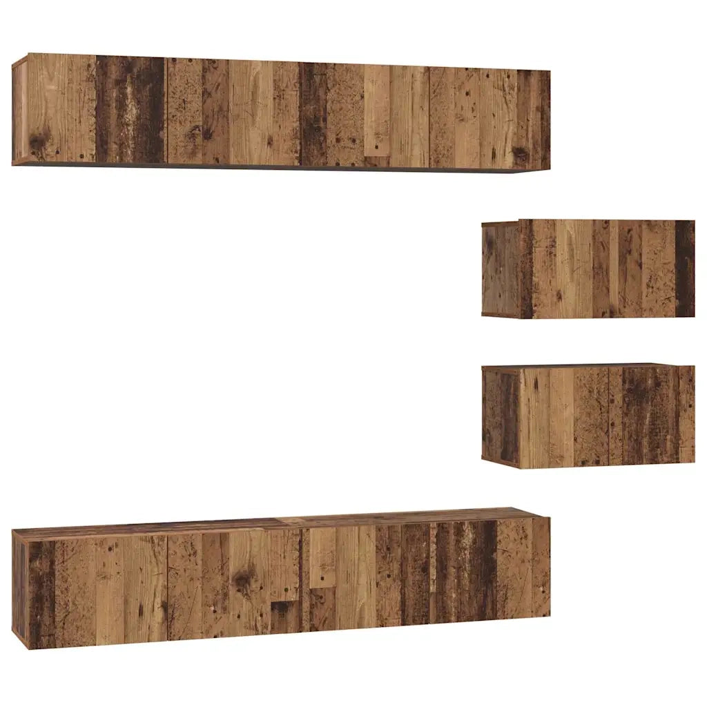 Set mobile TV 6 pz-Set di 6 Credenza per TV Legno vecchio Legno multistrato 221535