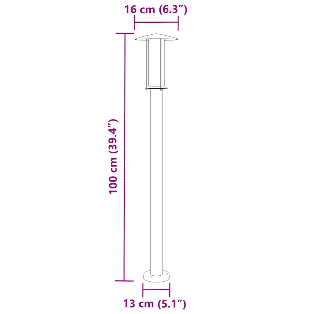 Lampada da Terra per Esterni Argento 100 cm in Acciaio Inox CFW9370871