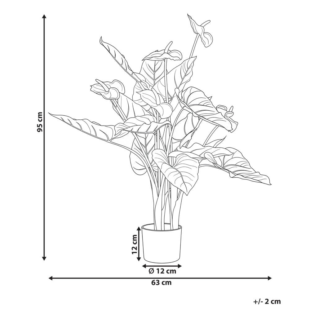 Pianta artificiale in vaso materiale sintetico verde 95 cm  Anthurium accessorio decorativo da interno