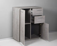 Armadietto Multiuso 3 Ante 2 Cassetti 87,6x35,3x72 cm in Truciolare Nobilitato Cemento