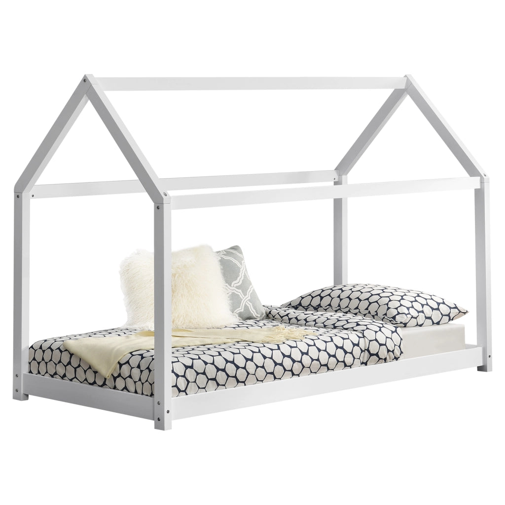 Letto per Cameretta Netstal a Forma di Casetta 90 x 200 cm Bianco [en.casa]