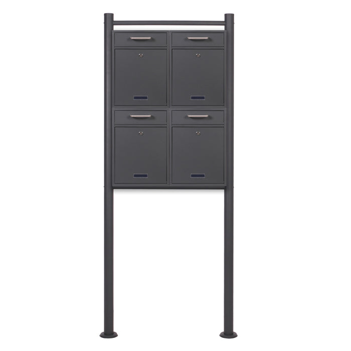 Cassetta delle lettere da terra 2x2 V52 antracite Con supporto e targhetta nome