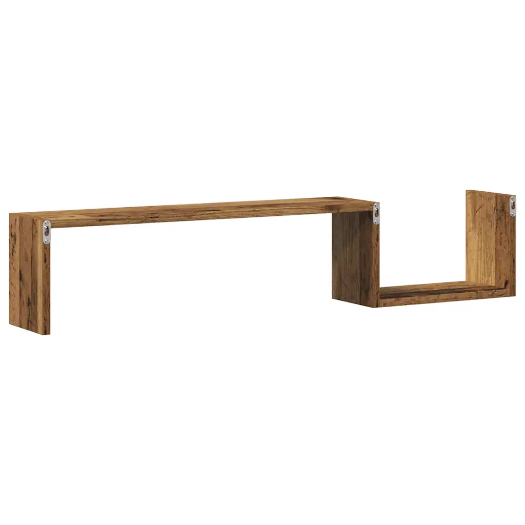 Scaffali da Parete 2 pz Legno Antico 100x15x20 cm Multistrato 856612