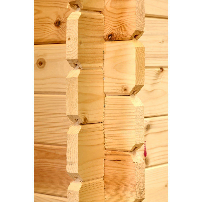 Casetta in legno da giardino doppia porta con vetro – 300x300 cm – tavole 28 mm, tetto bitumato rosso – MO3030.02N Foresta