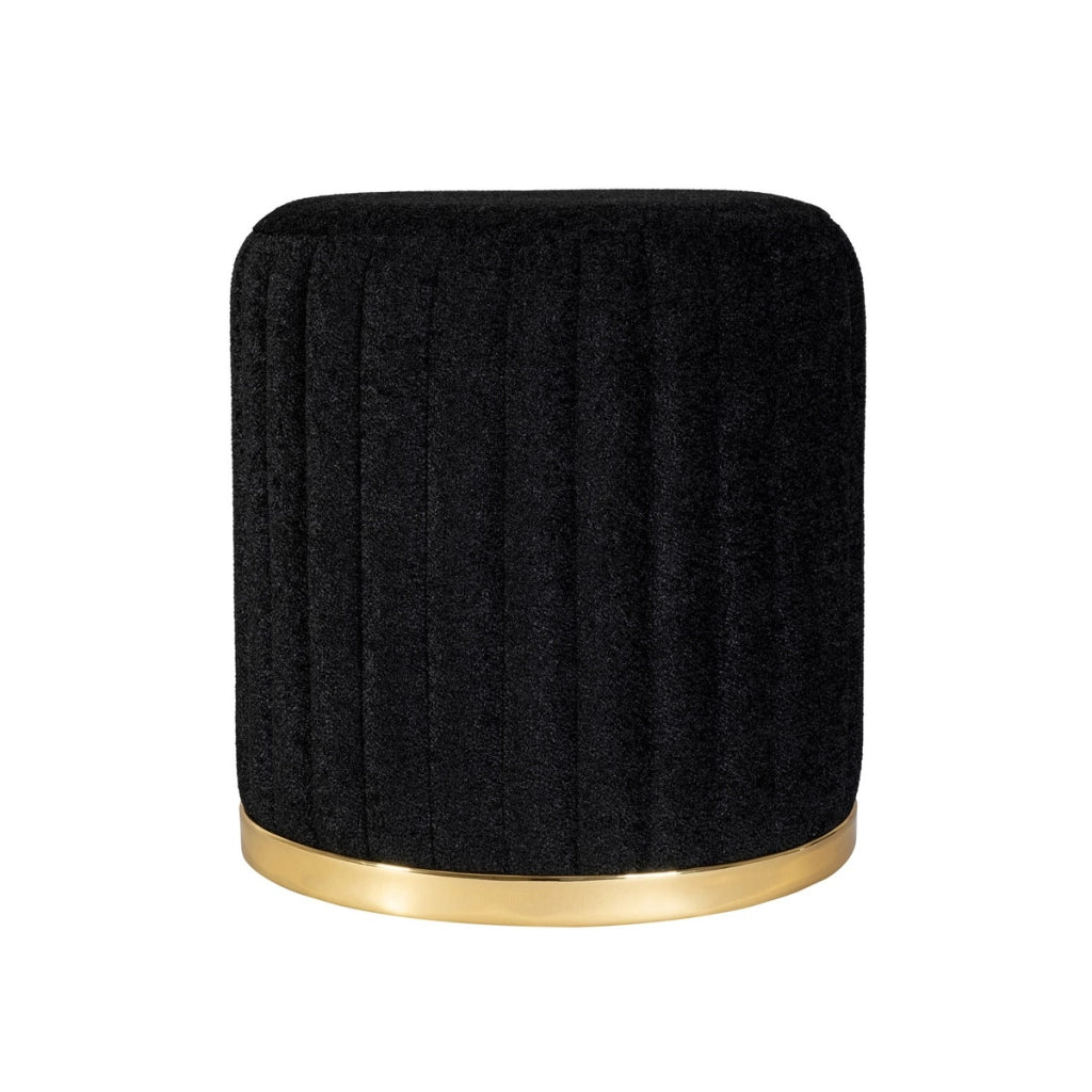 Pouf Doric in Velluto Nero con Base Dorata