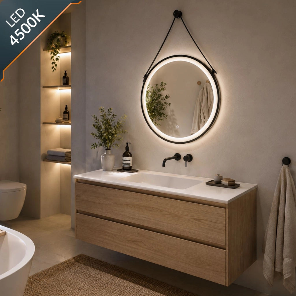 Specchio per ambienti bagni e zone benessere tondo retroilluminato led con interruttore touch *** misura Ø50, tonali...
