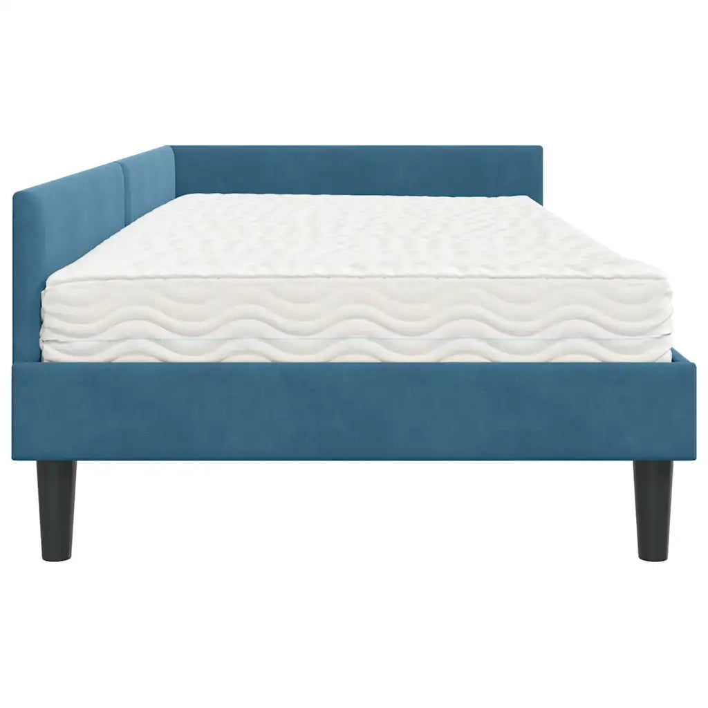 Struttura Letto Angolare con Materasso Altro 2 pcs Blu Velluto