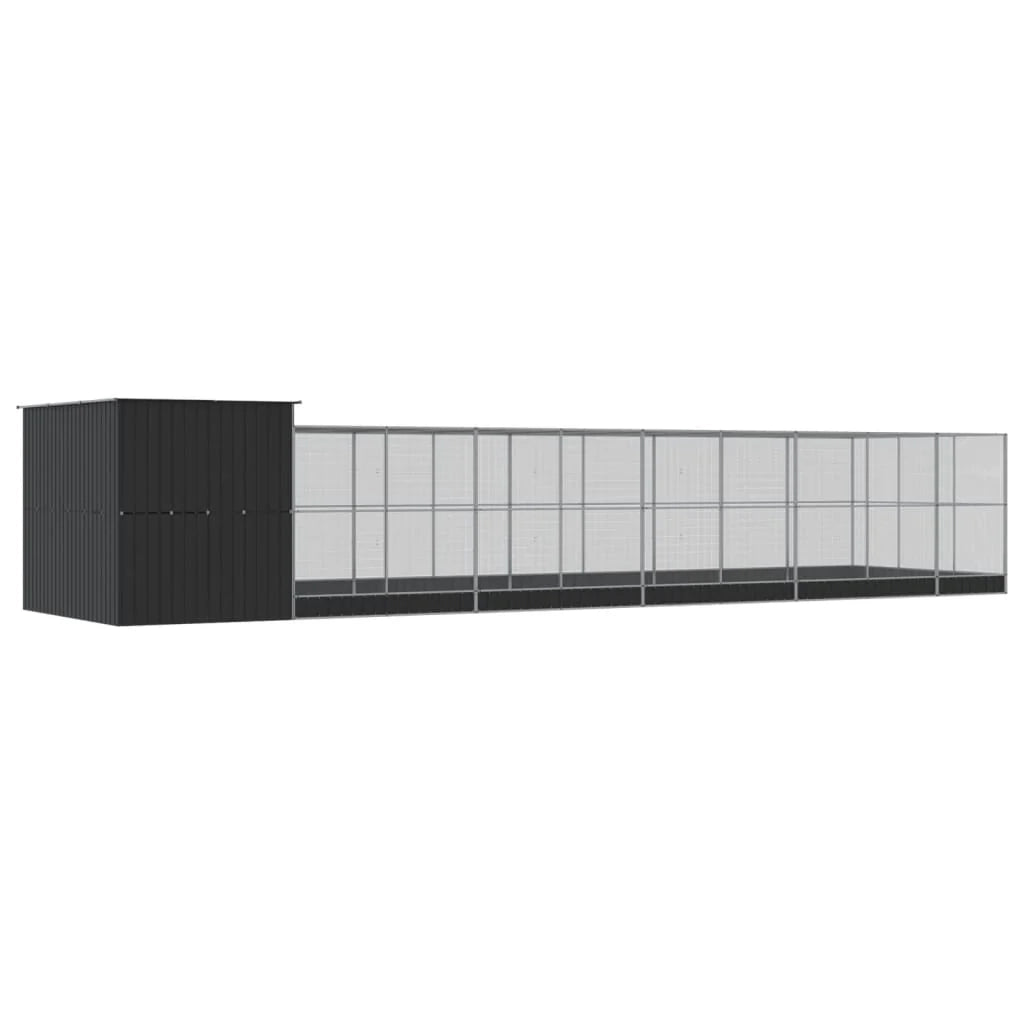 Voliera a gabbia con estensione in argento 1118 x 303 x 216 cm acciaio argento 02_0045645