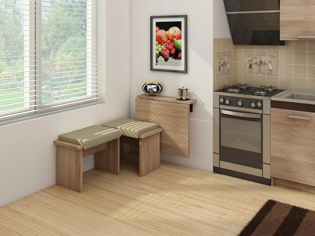 Tavolo pieghevole cucina pranzo HOMI MINI cm 70x18-70x75h Rovere Scuro