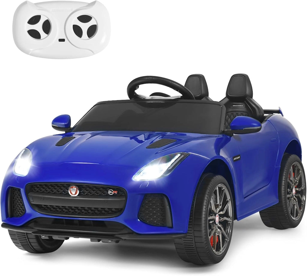 Jaguar Auto Elettrico 12 V per Bambini, Macchina Elettrica con Telecomando, con Luci Musica Storia, Avvio Lento, Velocità 3-5 km/h (Blu)