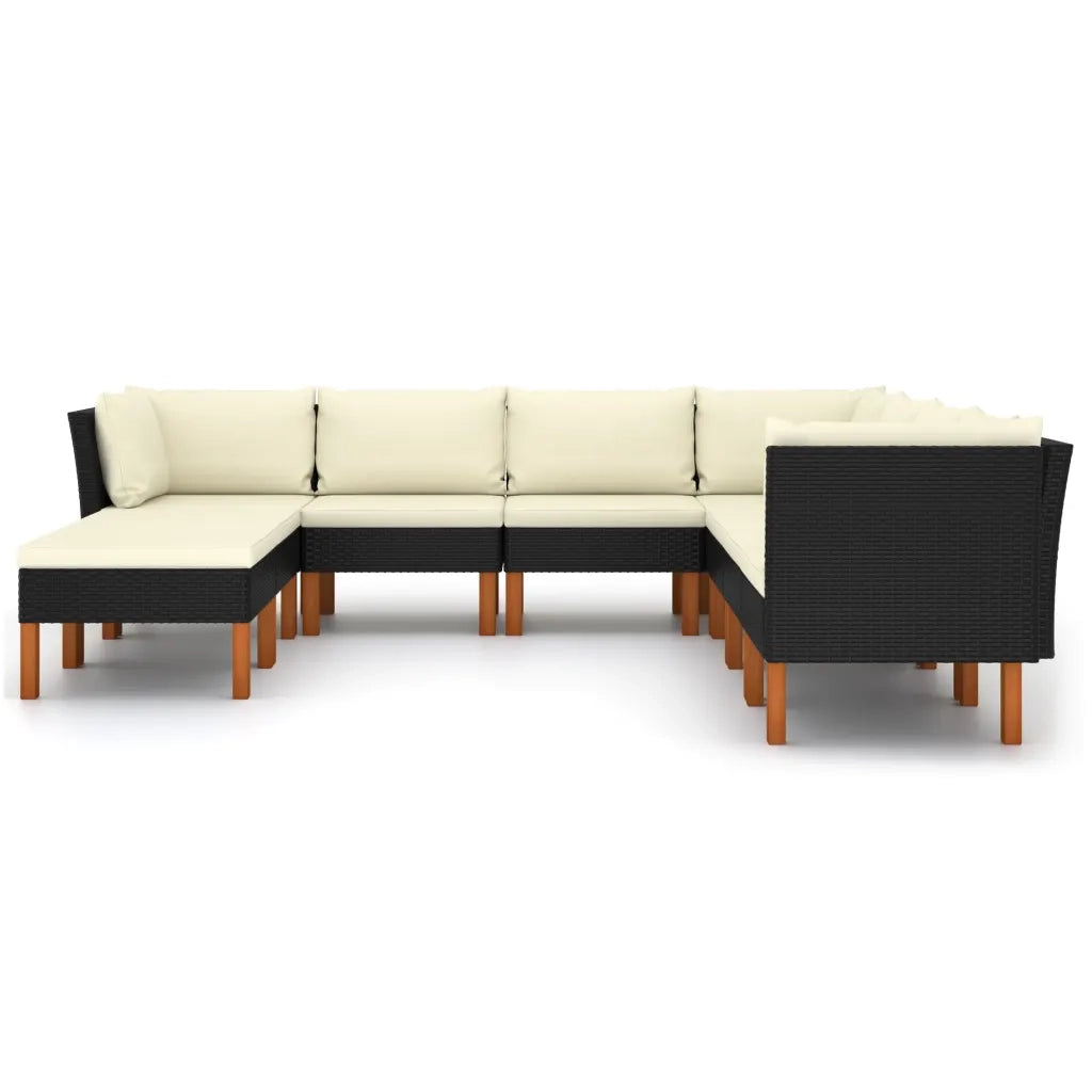 Set Divani da Giardino 9 pz con Cuscini in Polyrattan Nero cod mxl 36236
