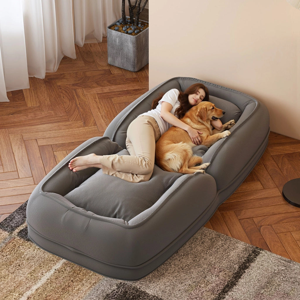 Sedia a sdraio pieghevole, divano letto ergonomico, schienale regolabile (90°-180°), grigio