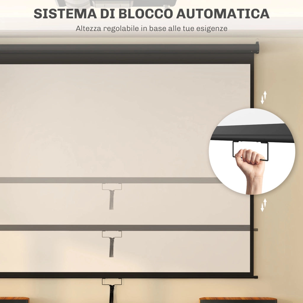 Telo Proiettore 120" Regolabile con Montaggio a Soffitto e Parete, Formato 4:3, 244x183cm, Bianco e Nero