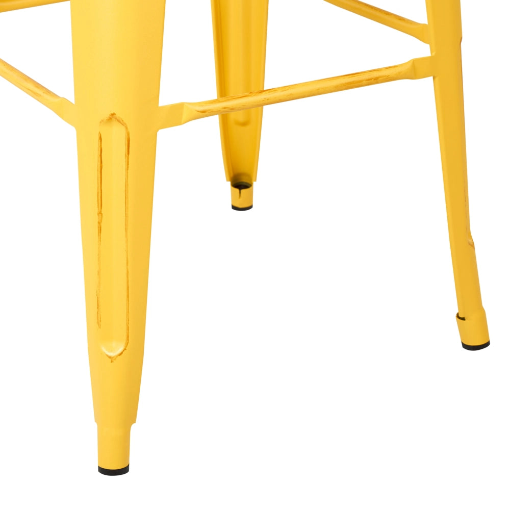 Set di 2 Sgabelli in Acciaio Giallo e Oro Impilabili Moderni 76 cm