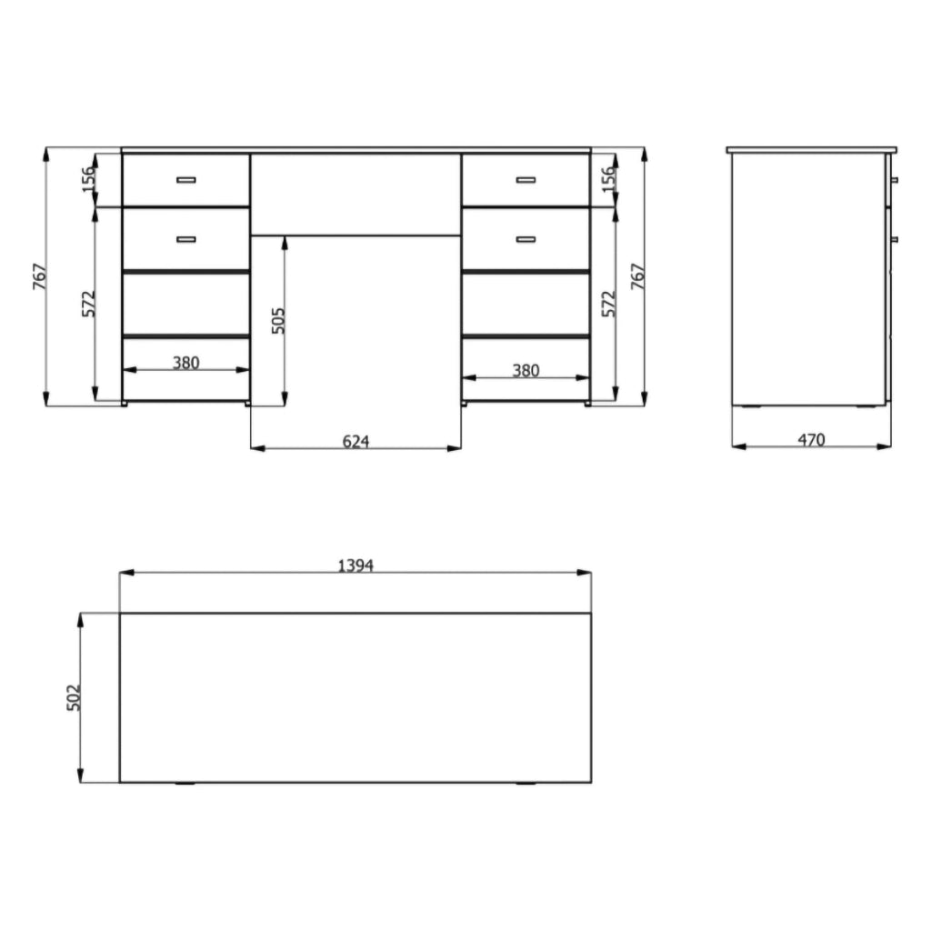 Ziro, Scrivania 2 Cassetti, 140x50x76h cm Marrone Rovere Nodi