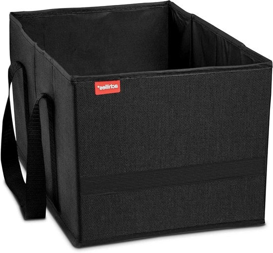 Borsa da Spesa Ripiegabile Tasca da Picnic Organizzatore di Cassetto Cassetto da Trasporto in Pelle Nera 37x23x21cm