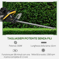 Tagliasiepi a Batteria Lama 52 cm Nero e Giallo