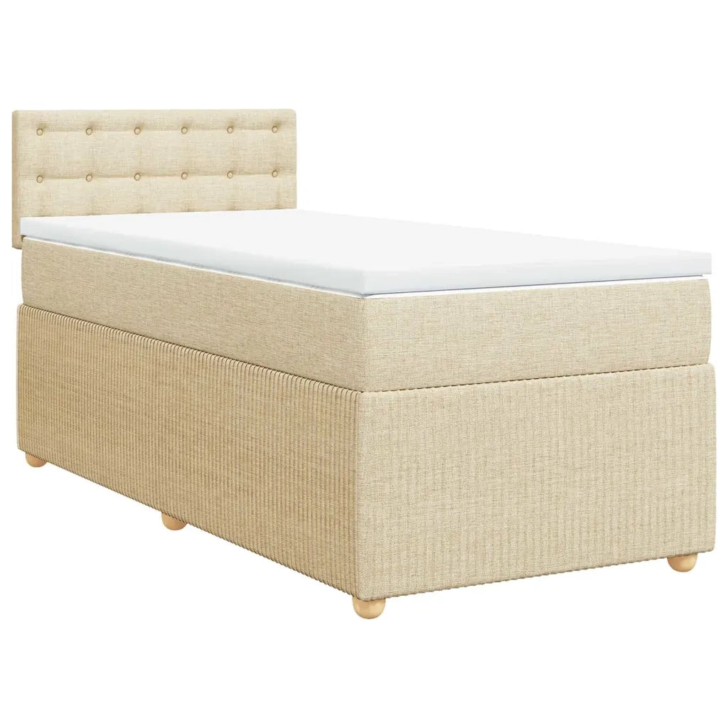Giroletto a Molle con Materasso Crema 90x190 cm in Tessuto