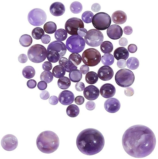 Ametista Cabochon 60 pezzi - Borchia a forma di mezza luna - Pietra di quarzo cristallino - Per orecchini/colli/bracciali - Diverse dimensioni - Ametista naturale - Pietra preziosa