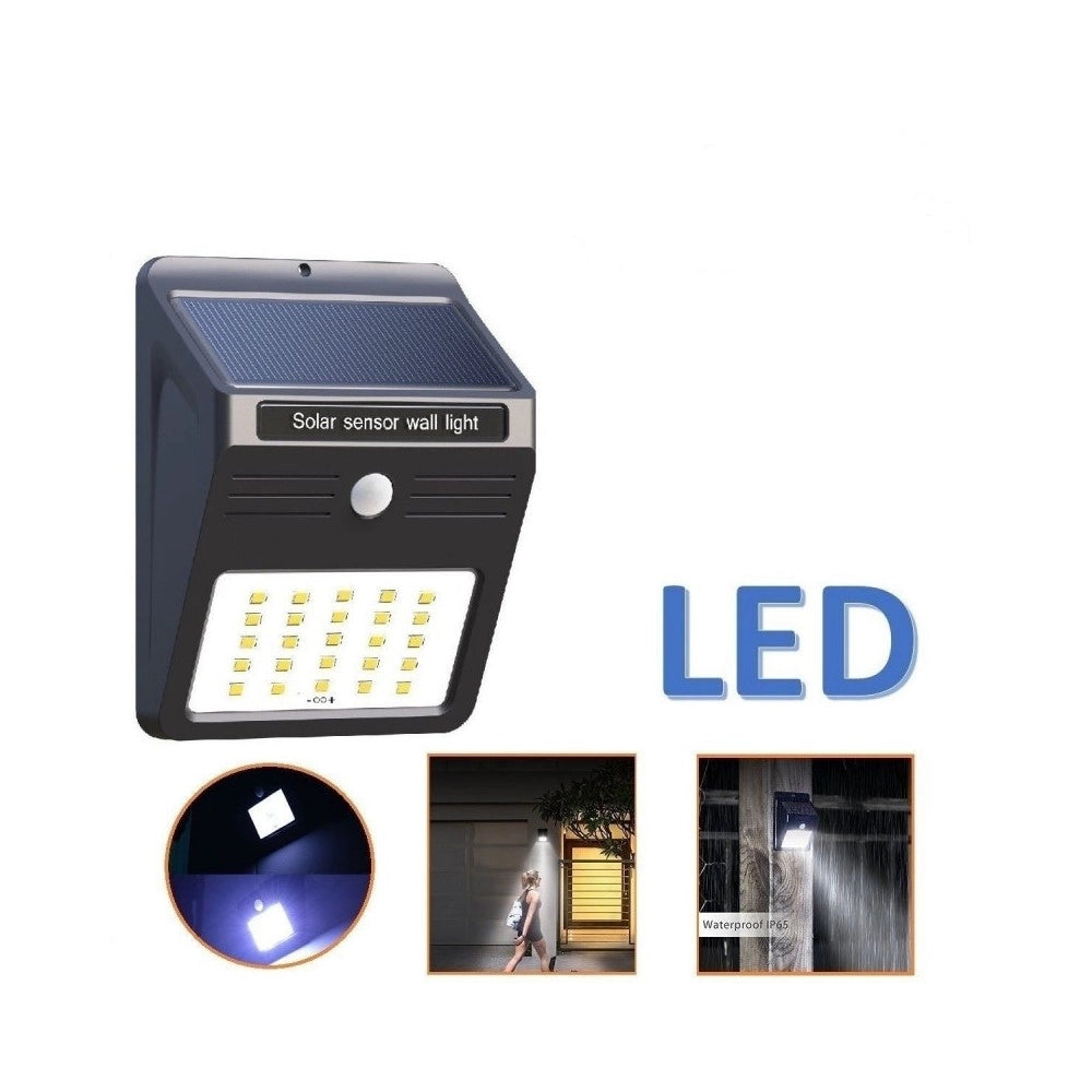 Trade Shop - Lampade 30led 15w Parete Muro Energia Solare Sensore Movimento Applique Esterno -