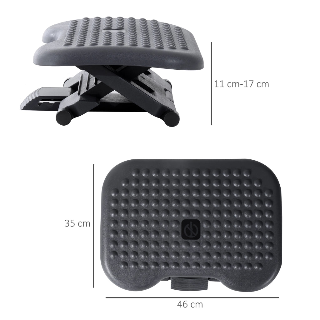 Poggiapiedi ergonomico regolabile con superficie massaggiante, plastica, grigio scuro, 46 x 35 cm