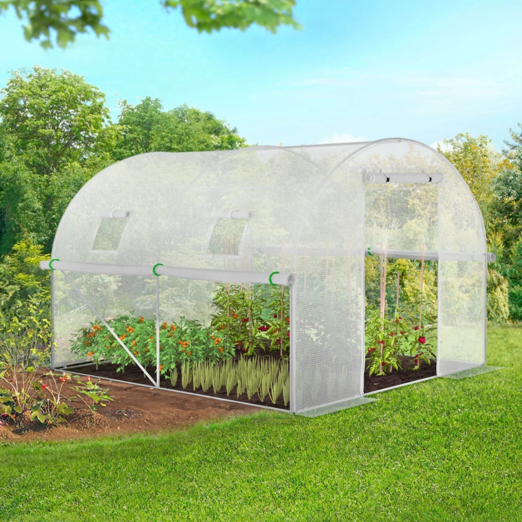 IDMarket - Telone di ricambio per serra da giardino a tunnel da 6 m² (3 x 2 x 2 m), resistente ai raggi UV, con porta e finestre, modello R