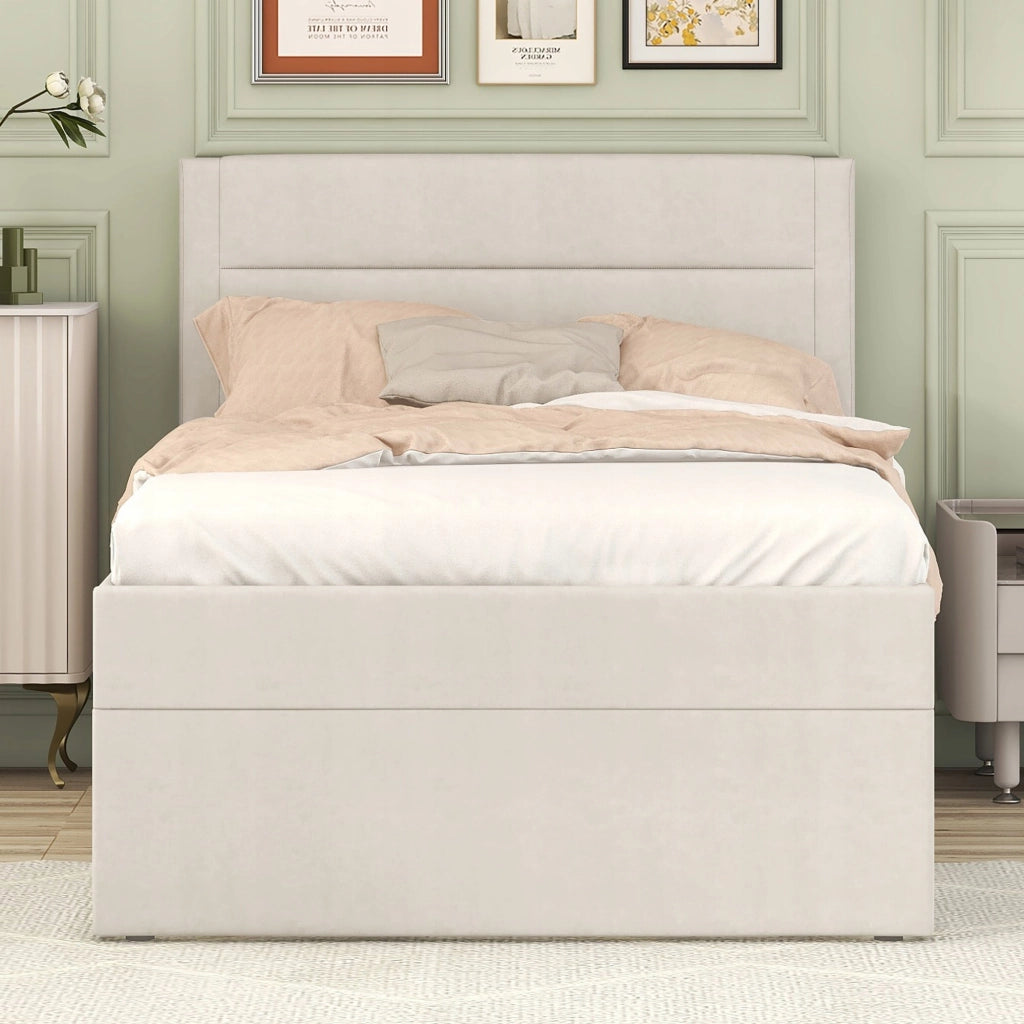 Letto singolo 90x200 - Xylo - Beige con cassetti senza materasso