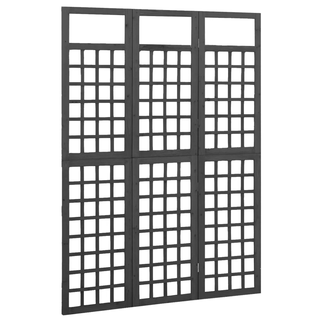 Divisorio a 3 Pannelli in Legno di Abete Nero 121x180 cm 316482