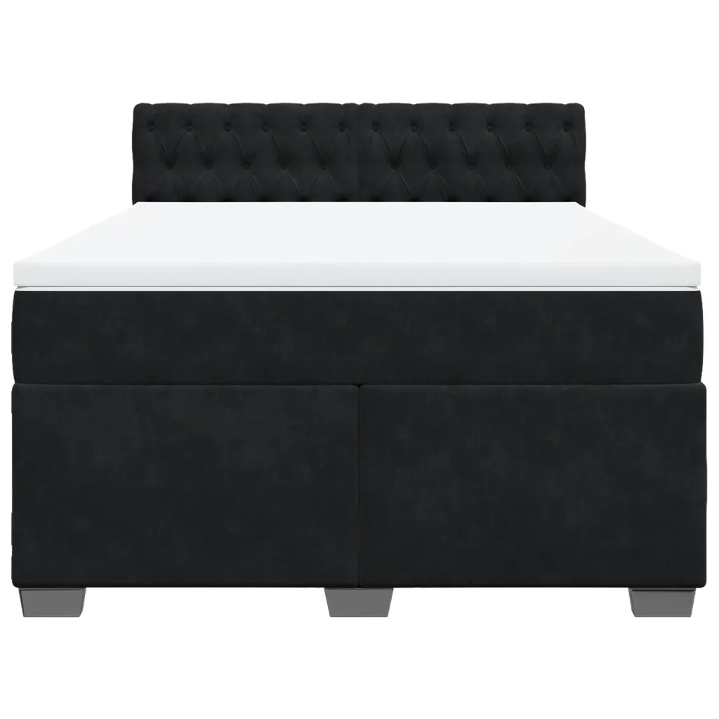 Giroletto a Molle con Materasso Nero 160x200 cm in Velluto 3286362