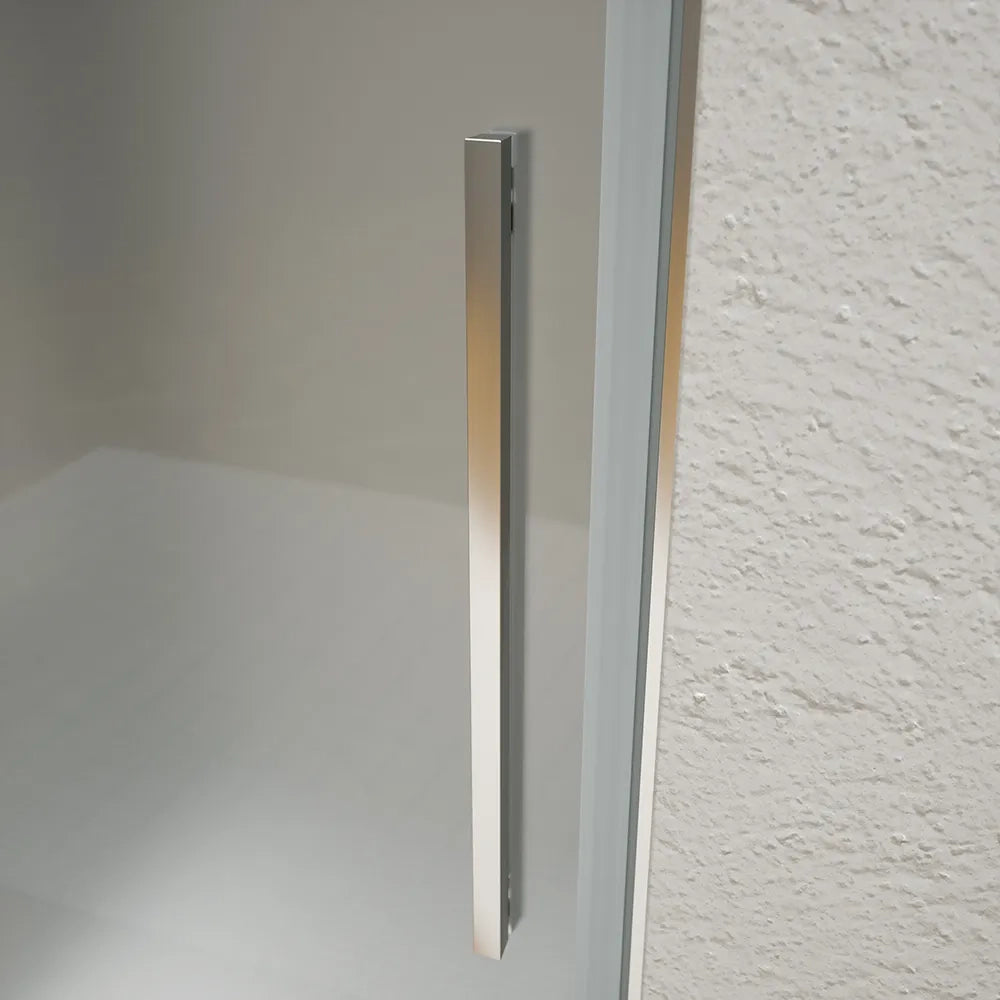 Porta doccia 90cm apertura a battente con profili cromati e vetro da 6mm opaco h195 | Elba