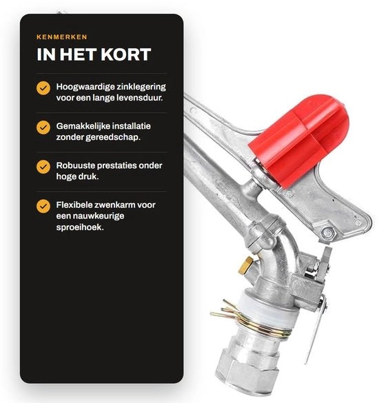 Sistema di irrigazione a sprinkler con alta pressione - Zwenksproeier - Accessori per irrigazione - Sostenibile - Lega di rame - Installazione semplice - Irrigatore a sprinkler