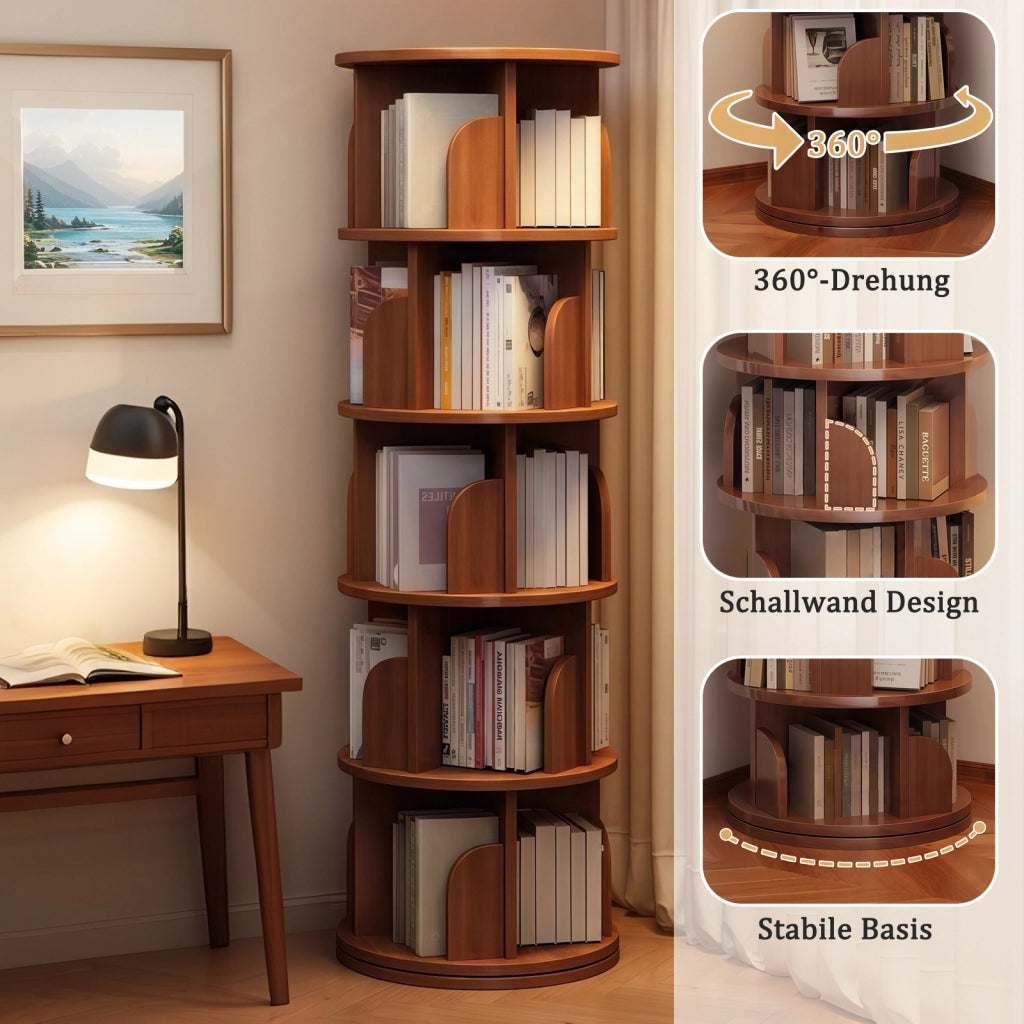 LIBRERIA girevole 360° 59 x 56 x 26 cm MDF noce