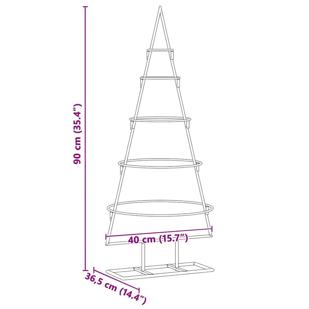 Albero di Natale | Decorazioni natalizie in metallo con supporto Oro 90 cm